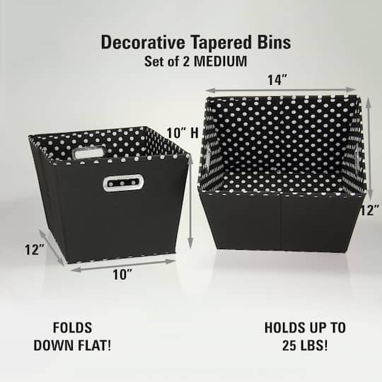 Household Essentials Polka Dot Fabric Tapered Storage Bins
